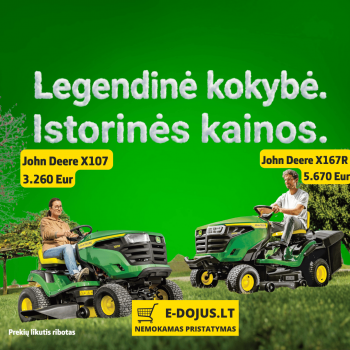 John Deere vejų traktoriukų pasiūlymai