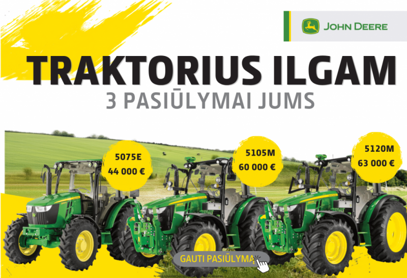 John Deere traktoriai mažam ir mišriam ūkiui